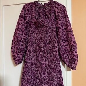 Free People Purple Floral Long Sleeve Dress